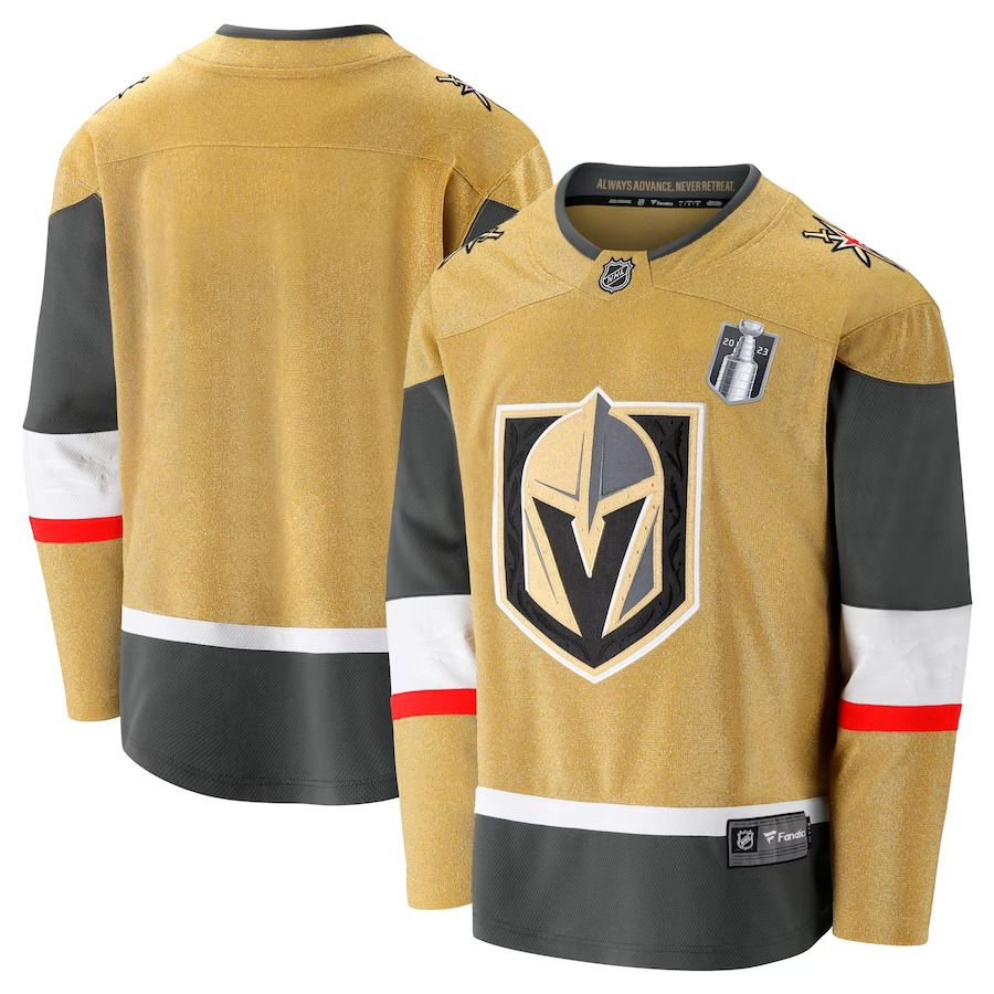 Men Vegas Golden Knights Fanatics Branded Gold 2023 Stanley Cup Final Home Breakaway NHL Jersey